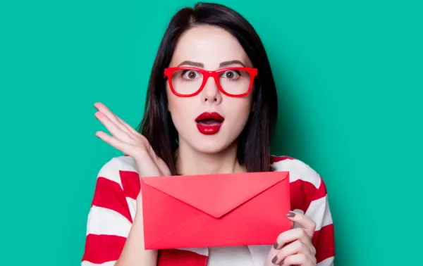 Women holding a red envelope