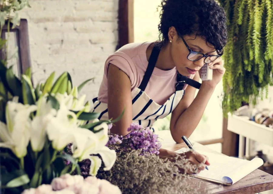 Florist on the phone