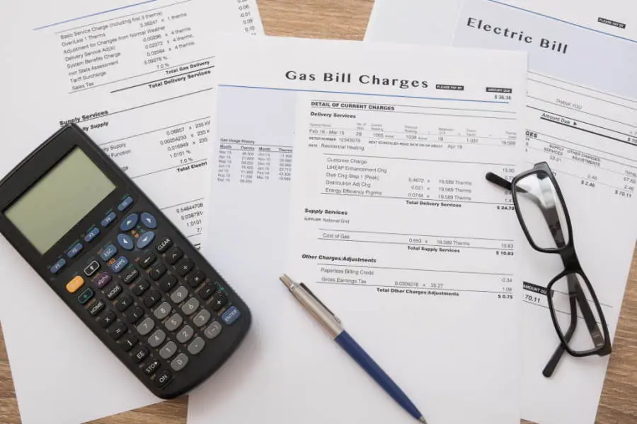 Gas bill charges and electric bills