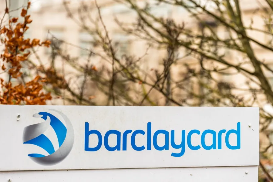Barclaycard logo on a sign