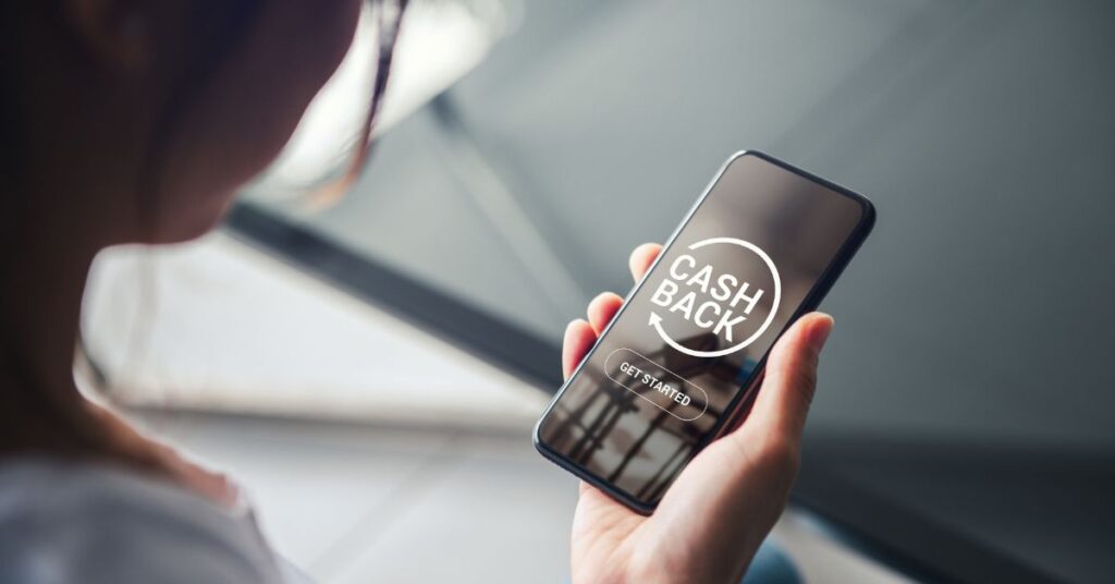 phone screen displaying Cashback at Christmas