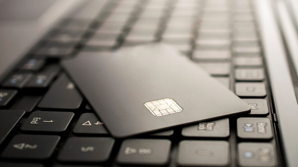 credit card on keyboard