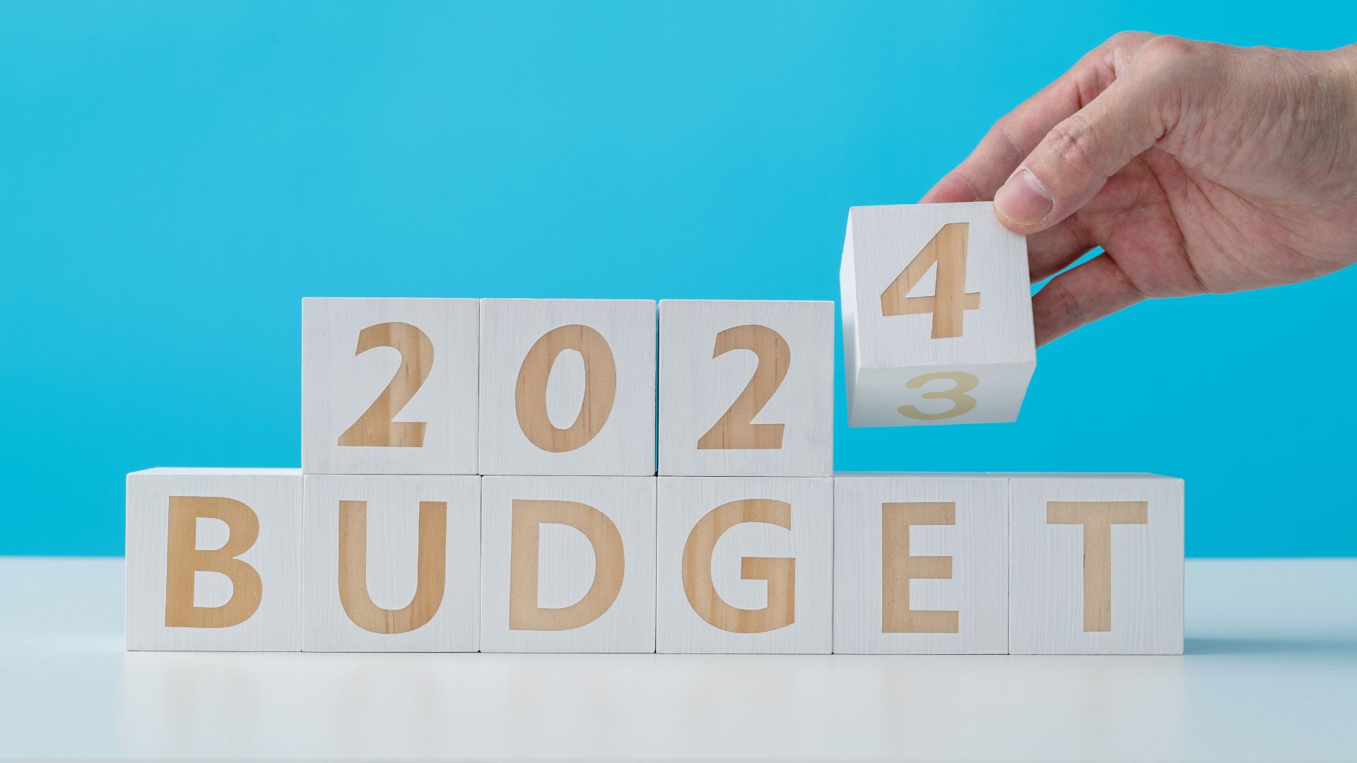 wooden blocks that read 2024 budget