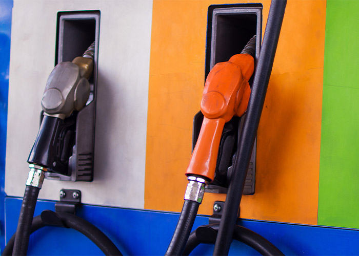 fuel pumps at a petrol station