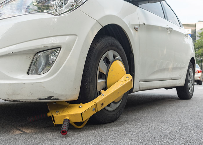 a clamped car